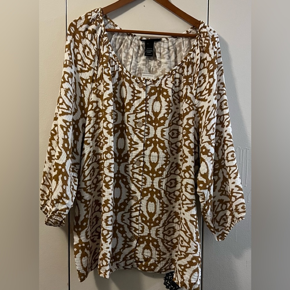 🆕 ASHLEY STEWART  ABSTRACT PRINT BLOUSE NWT - Picture 2 of 10